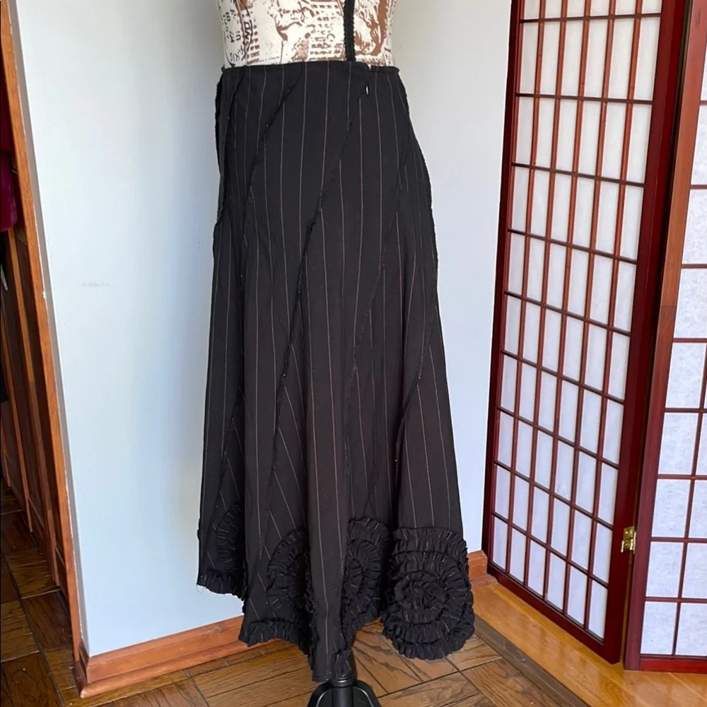 Sunny Leigh Black Skirt with Pink Pinstripes,  Size 8